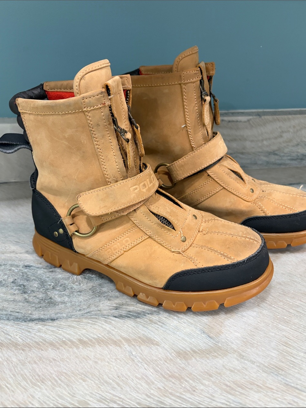 Polo by Ralph Lauren Tan Suede and Black Trim Outdoor Boots